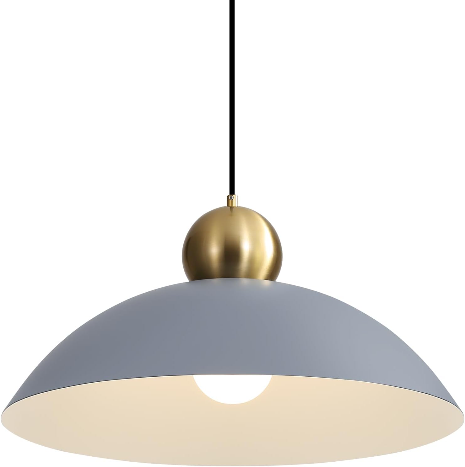 18 Inch Large Pendant Lights Kitchen Island Farmhouse Pendant Light with Adjustable Gray Dome Hanging Light Fixtures for Over Sink Dining Room Bedroom Hallway, ETL Listed