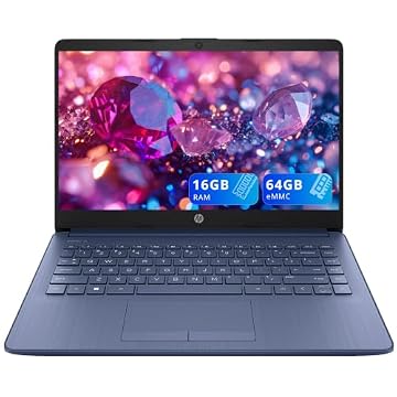HP Laptop BrightView HD Premium Stream de 14 polegadas, Intel Celeron N4120, 16 GB de RAM, 64 GB de armazenamento eMMC, webcam HD, gráficos UHD, Office 365 de 1 ano, Bluetooth, WiFi, HDMI, Win 11s