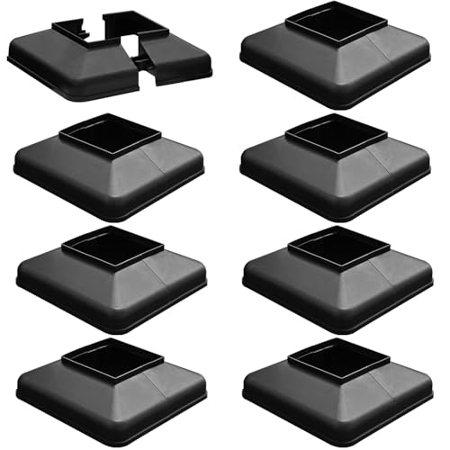 Image of Plastic Lower Post Base Cover, Decorative Square Railing Base Trim, Durable Fence Post Flange Skirt for Patio, Porch, Stair, and Railing Systems (8pack, Fit 2'' Post)