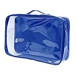 Large Clear Travel Packing Cube/See-Through PVC Organizer for Suitcase/Multipurpose Pouch w/Handle/Dress Shirts, Pants, Cashmere, Sweaters & Seasonal Linen Storage Protection (Royal Blue)