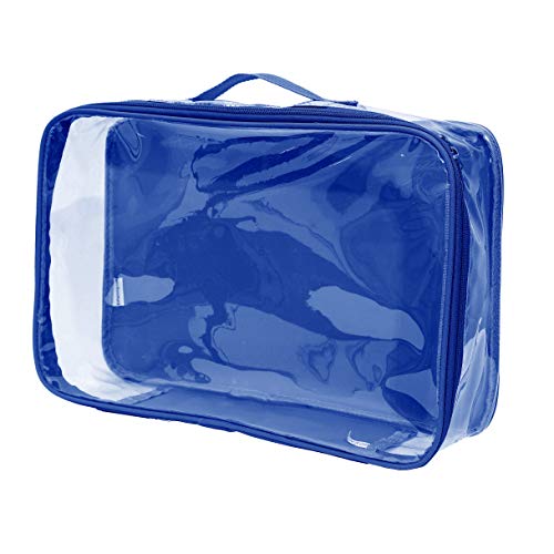 Large Clear Travel Packing Cube/See-Through PVC Organizer for Suitcase/Multipurpose Pouch w/Handle/Dress Shirts, Pants, Cashmere, Sweaters & Seasonal Linen Storage Protection (Royal Blue) by EzPacking - Used condition - US$15.08