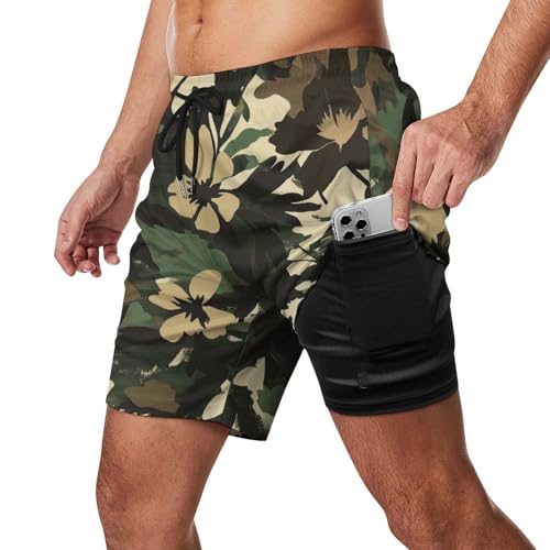 Floral Print Swimming Shorts for Men Hawaiian Drawstring Waist Board Shorts Quick Dry Summer Tunks with Pockets2