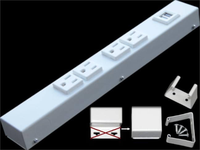 12” Hardwired Power Strip (NO Power Cord), 4 Vertical Outlets (NOT Tamper Resistant), NO Ears (Without mounting tabs), 15A (NOT a 20 Amp Unit), USB, White