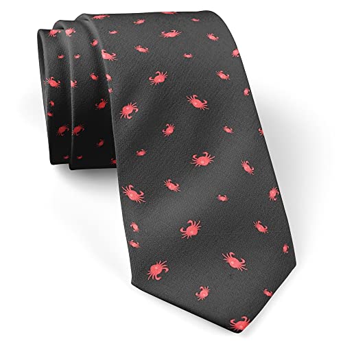 Skinny Slim Fashion Necktie for men Novelty Conversational Neckwear Ties (Red Crabs Pattern)