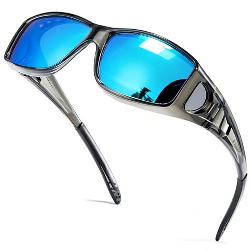 Image of SIPHEW Mirrored Sunglasses Polarized Fit Over Glasses for Men&Women | Wrap Around Sun Glasses,UV400 Protection,Lightweight & Comfortable,Driving,Outdoors