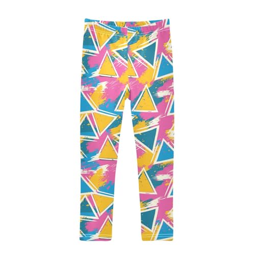 Vdsrup Girls Leggings Triangles Colorful Kids Length Leggings Pants Toddler Athletic Soft Tights Trousers 4T