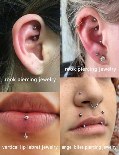 Boucles D'oreilles Verticales Labret Et Rook Avec Chaîne En Acier Chirurgical 316L En Vente B2B Pour Votre Magasin