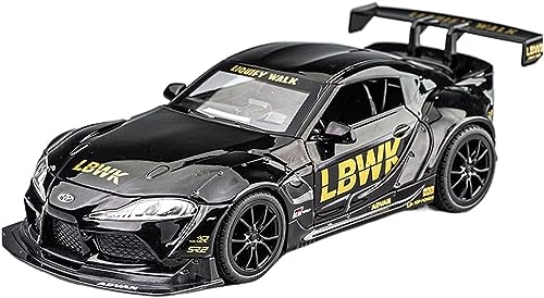 Image of 1 /22 Scale Big Toyota Supra GR LBWK Model Diecast Metal Pullback Toy car with Openable Doors & Light, Music Boys car for Kids Best Toys Gifts Toys for Kids-Black