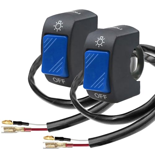 Gebildet 2interruptores de Manillar de Motocicleta con botón de Encendido y Apagado para Motocicletas U5 U7 U2 Scooter Electrombile Moto 7/8 Pulgadas 0.866 in (Azul)