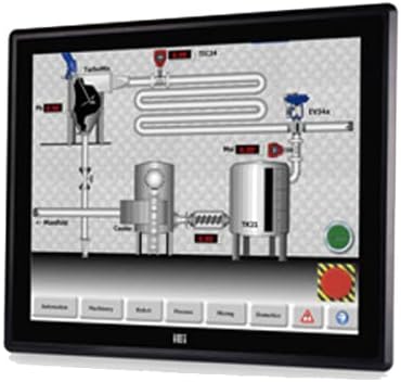 IEI DM-F12A/R-R30 12-inch XGA LCD Monitor displaying a process control interface
