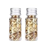 Lwuey Decorating Flakes, Gold Leaf Cake Decoration Flake Goldlen Toppers Gilding Foil Decor Imitation Metallic Decorative Drink Cooking Chocolates Cakes Drinks Dessert Cupcake Makeup 2PCS