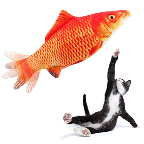 Beewarm Flippity Fish Cat Toy Flopping Fish Cat Toy Moving Fish Toy for Cats - Christmas Interactive Pets Chew Bite Supplies Catnip - Perfect for Biting, Chewing and Kicking (Koi)