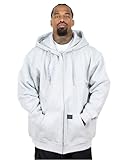 FB County Zip-Up Heavyweight Hoodie for Men, Grey, Medium - Unisex Oversized Cotton-Poly Fleece Jacket w/Metal Zip & Pockets