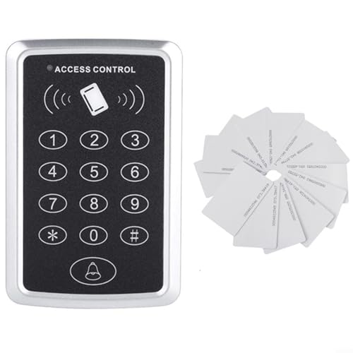 Image of Axorafow 125 Khz Standalone Keypad Card Reader for Door for ACCESS Control – Abs Housing 1000-user Capacity Password For Rfid Card Entry Doorbell Button Black – for Home Office Apartment(AC AND 10