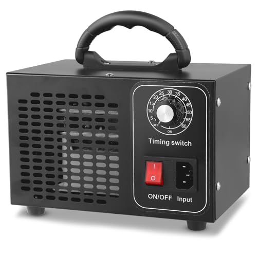 Ozongenerator 60000 mg/h, Hochleistungs-Luftreiniger für Geruchsbeseitigung mit Timer, Ozongerät für bis zu 200 m², Ozonisator für Auto, Haus, Garage, Küche und Haustiere