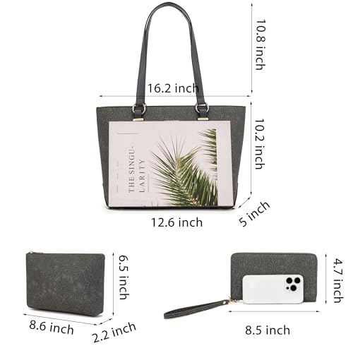 Image of Qiyuer Versatile Daily Purses with RFID Wallet for Women Tote Handbag Set | 3PCS, Fits 13 inch Tablet, Sturdy Vegan PU, Spacious, Work Use, Shoulder Satchel, Large Clutch Wallet, Makeup Bag, Ideal Gift