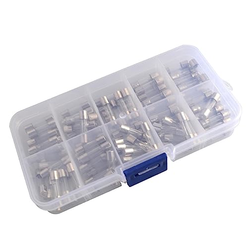 100Pcs Set 5x20mm Quick Blow Glass Tube Fuse Assorted Kits,Fast-Blow Glass Fuses