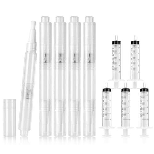 flintronic Touch Up Paint Pen Set, 5Pcs 3ml Fillable Brush Pens with 5Pcs 5ml Touchup Painting Syringe Set, Wall Repair Kit for Wooden Floor Furniture Cabinets Desk Window Touch-Ups DIY Projects