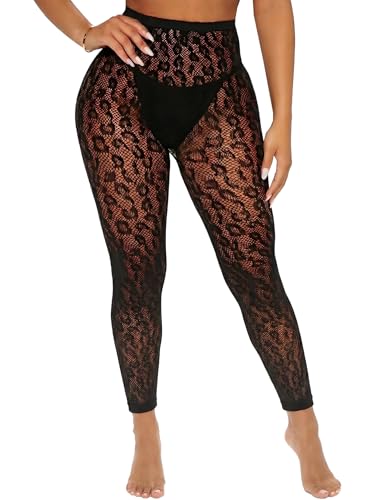 Image of Women Sexy Tights Fishnet Opening Leggings Stripe Pantyhose Black Socks Lingerie Pants Plus Size Fit All