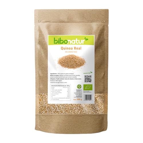 Bibonatur Quinoa Real en Grano BIO 500 gr. 100% Natural. Apta para Dieta Vegana. Cultivo Ecológico Certificado