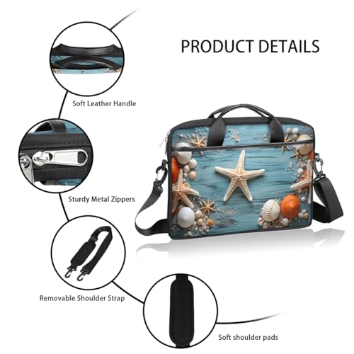 Maletín para laptop 15 pulgadas diseño madera Starfish Beach miniatura 4