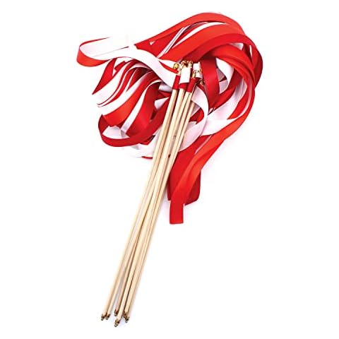 25 Chopsticks with White and Red Ribbons for Animation and Wedding Ceremony Decoration Cover