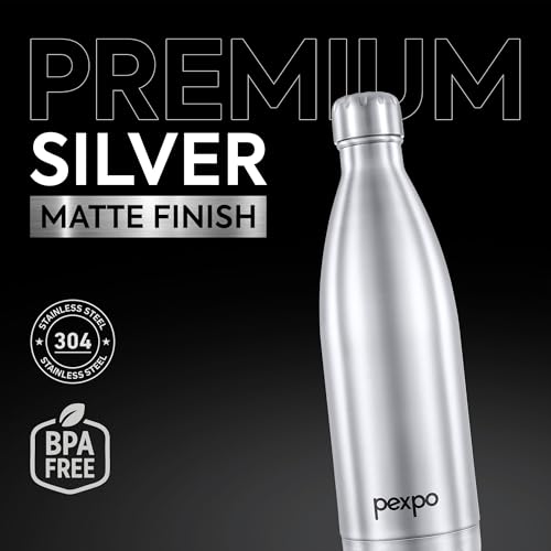 Image of Go24 pexpo Steel Water Bottle 750ml | Hot and Cold Flask | ISI Certified Stainless Steel| 3 Layer Insulation | Leakproof | for Home, Office | 2-Year Warranty |Electro| Silver