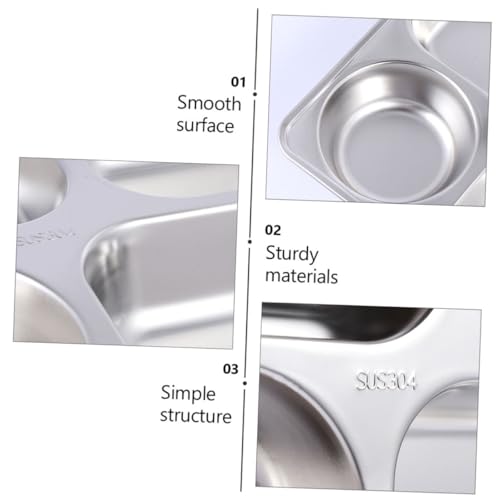 Hemoton 1pc stainless steel dinner plate kids baby plate Divided Kid Plate Rectangular Divided Tray food serving Divided Dinner Plates baby plates Canteen Plate toddler Metal Fruit tray