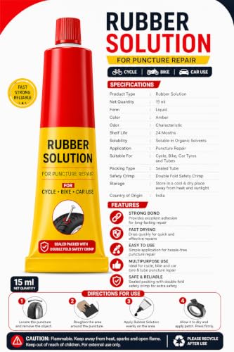 Image of Universal Rubber Solution | Instant Puncture Repair for Cycle, Motorcycle & Car Tyres (Pack of 1)