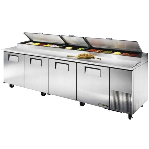 TRUE TPP-119 Refrigerated Pizza Prep Table 119" W, Four Doors, (15) 1/3 Size Pans