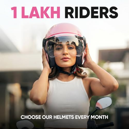 Image of TVS MissFit Women's Open Face Helmet | Lightweight Shell | Pastel Colors Designed Exclusively for Women | Extreme Comfort Fit for Girls | Clear Visor | DOT & ISI Certified