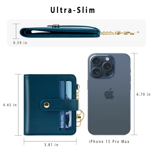 Image of Airkit Small Wallet Women RFID, PU Leather Card Holder with Keychain | Slim Compact Zipper Coin Purse for Ladies, Travel Holiday Gifts for Mom, Cute Mini Bifold Wallets