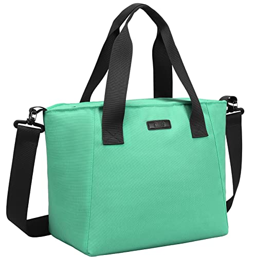 MIER Lunch Bags for Women Large Insulated Lunch Tote Bag Lunchbox Container for Work College Travel Beach, Adjustable Shoulder Strap, Lake Green