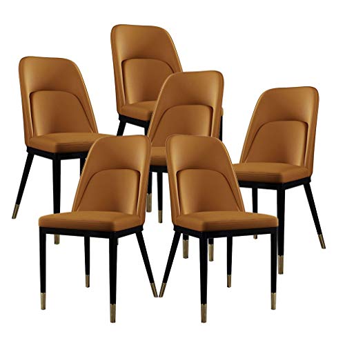 SJIALEN 6pcs Metal Legs Living Room Chair,Living Room Bedroom Kitchen Counter Lounge for Dining Chairs Lounge Chair Kitchen Chair (Color : Yellow)
