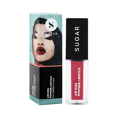 Image of SUGAR Cosmetics Air Kiss Powder Lipstick - 04 Cherry Fluff - Super Pigmented, Transferproof, Water-resistant & Matte Finish - 2 gm