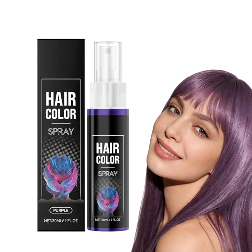 Lila Temporärer Haarspray | Abwaschbare Sofort Haar Kreide 30ml | Gleichmäßige Abdeckung Schnelle Färbung für Partys | Einen Tag Haltbar | Nicht Schädlich Festival Halloween