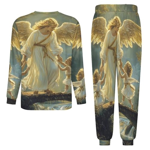 Guardian-Angeles Men’s Pajama Set Long Sleeve Top And Pants Loungewear Sleepwear Pjs Nightwear4