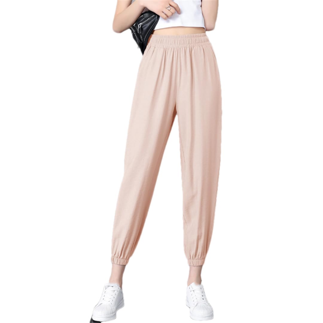 Ice Silk Sports Pants Womens Casual Summer Style Loose and Thin Proof Lantern Trousers