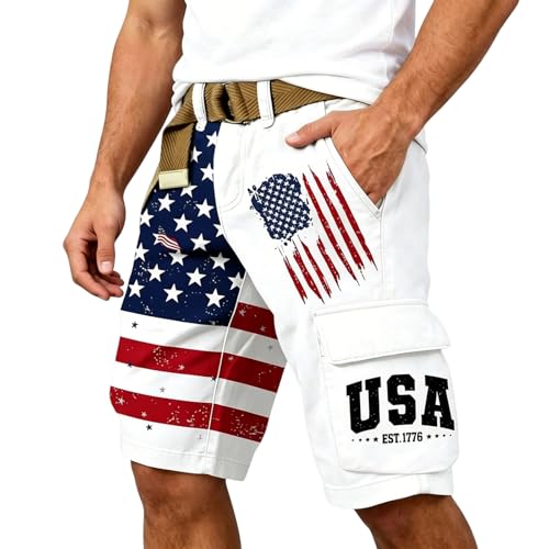 Combishort salopette patriotique homme outdoor avec bretelles réglables