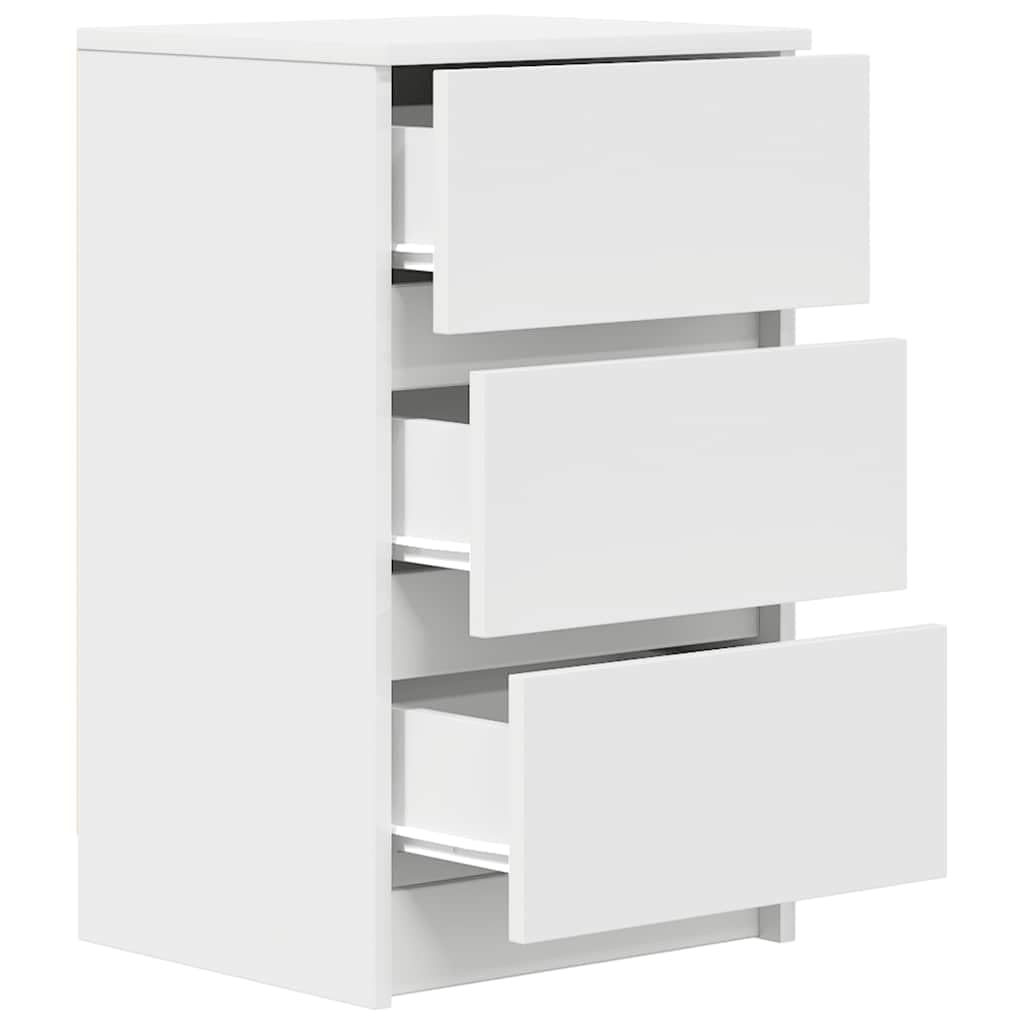 vidaXL Table de Chevet avec 3 tiroirs Blanc 39x35x65 cm, Table d'appoint, Armoire de lit, Table d'appoint pour la Chambre, Table de Nuit, Table de lit