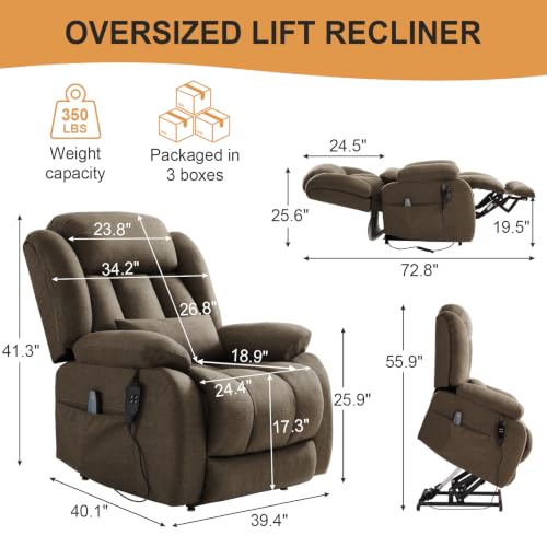 Image of Dual Motor Infinite Position Power Lift Recliner Chair for Elderly, Brown