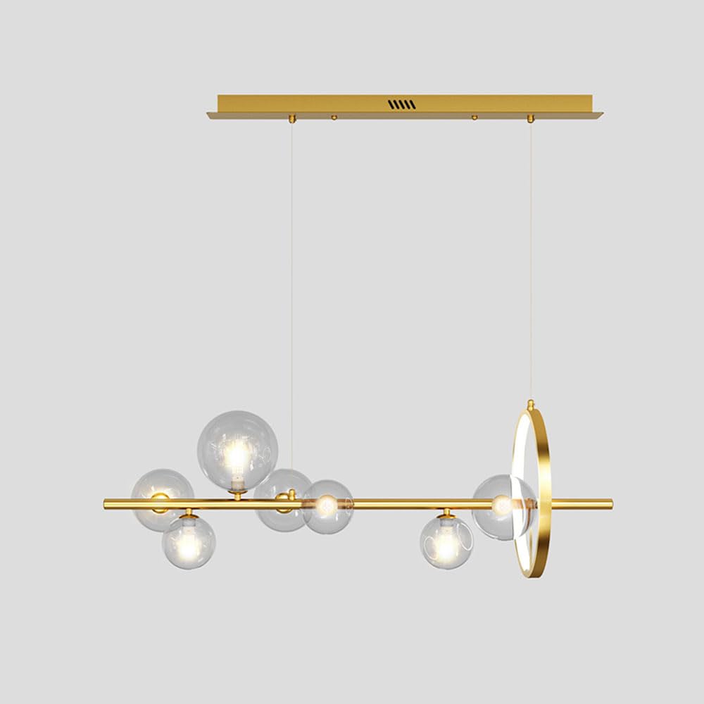 KXEcoLife Ceiling Pendant Light Fixture Modern Strip Chandelier Globe Glass Hanging Lamp with LED Adjustable Cluster Lighting for Kitchen Island Bedroom Dining