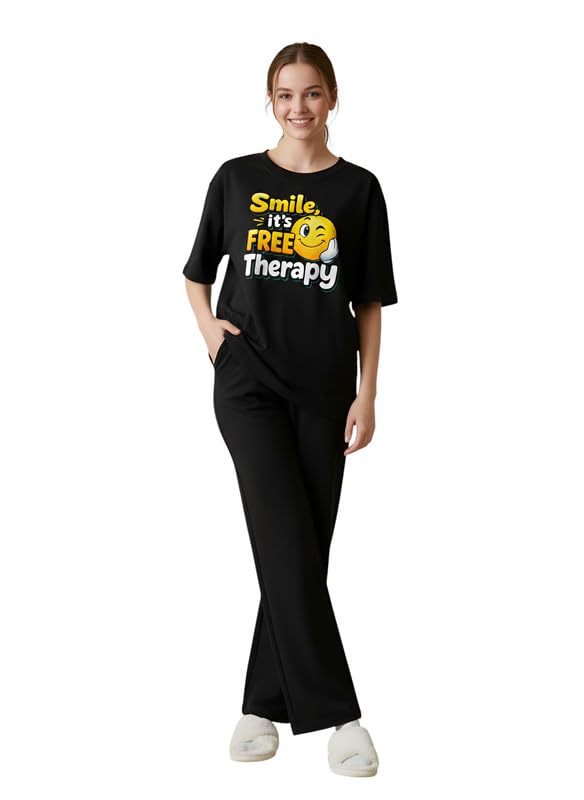 Image of My Swag Women Night Suit Cotton | Stylish Printed T-Shirt Pajama Set | Comfortable Sleepwear, Lounge Wear & Daily Home Wear | Plus Size