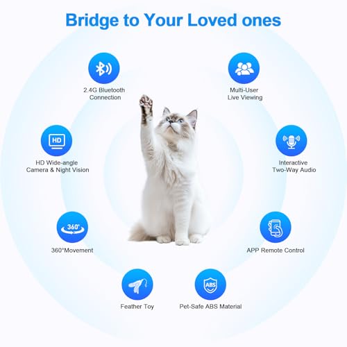 Pet Companion Robot with 720P HD Camera,Interactive Toy for Dogs and Cats,360°Movement, Night Vision, Two-Way Audio,App Control(Only 2.4G WiFi)