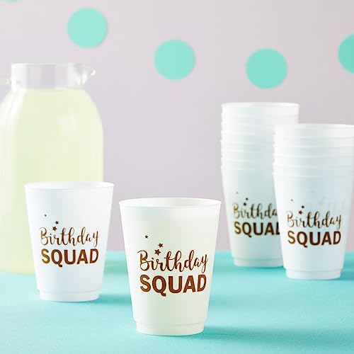 Blue Panda RQ 16 Pack Reusable Happy Birthday Party Cups For Women, Birthday Squad Plastic Tumblers For Adults thumb #2