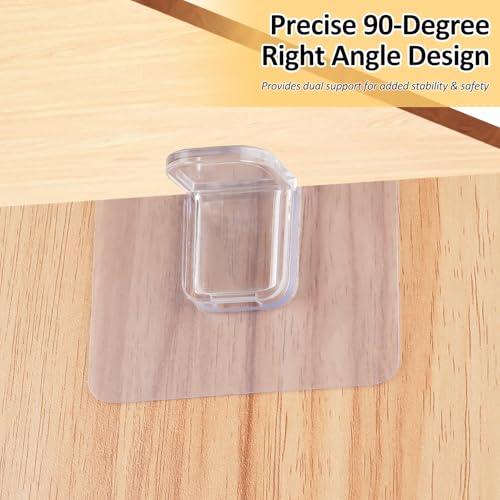 Klebewinkel Selbstklebend Set, 12 Stück Regalbodenträger Ohne Bohren, Schrankboden Halter Selbstklebend, Transparent Einlegeboden Halter 65 × 65 mm für Schrank Kleiderschrank, Fachbodenträger