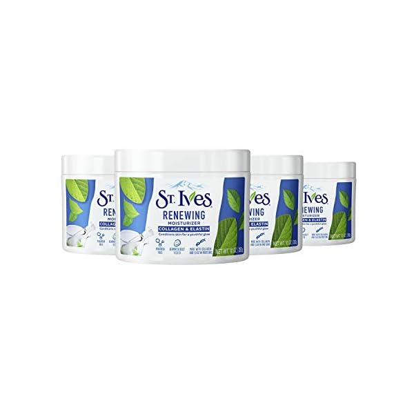 St-Ives-Collagen-and-Elastin-Facial-Moisturizer-For-Renewing-Paraben-FreeDermatologist-TestedCruelty-Free-10-Oz-4-Count St. Ives Face Moisturizer Cream, Collagen and Elastin, Renewing Facial Moisturizer for Women, Paraben Free, Dermatologist Tested Daily Moisturizing for Dry Skin Cruelty Free, 10 oz, 4 Pack
