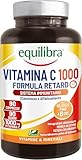 Equilibra, Vitamine C 1000 mg, Complément alimentaire Hautement Dosé pour le Fonctionnement Normal du Système Immunitaire, Libération progressive jusqu'à 6 Heures, Vegan, Sans Gluten, 90 Comprimés