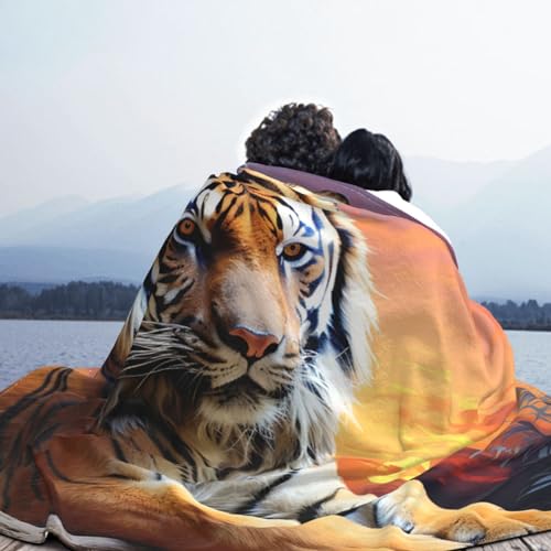 Couverture en peluche tigre 152x127 cm idée cadeau déco originale - 5