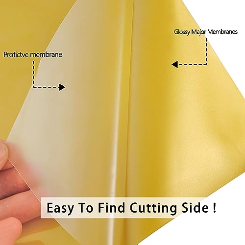 Image of RENLITONG Golden Iron on Vinyl - 12Inch by 5ft Roll HTV Heat Transfer Vinyl for T-Shirt HTV Rolls for All Cutter Machine - Easy to Cut & Weed for Heat Transfer Design